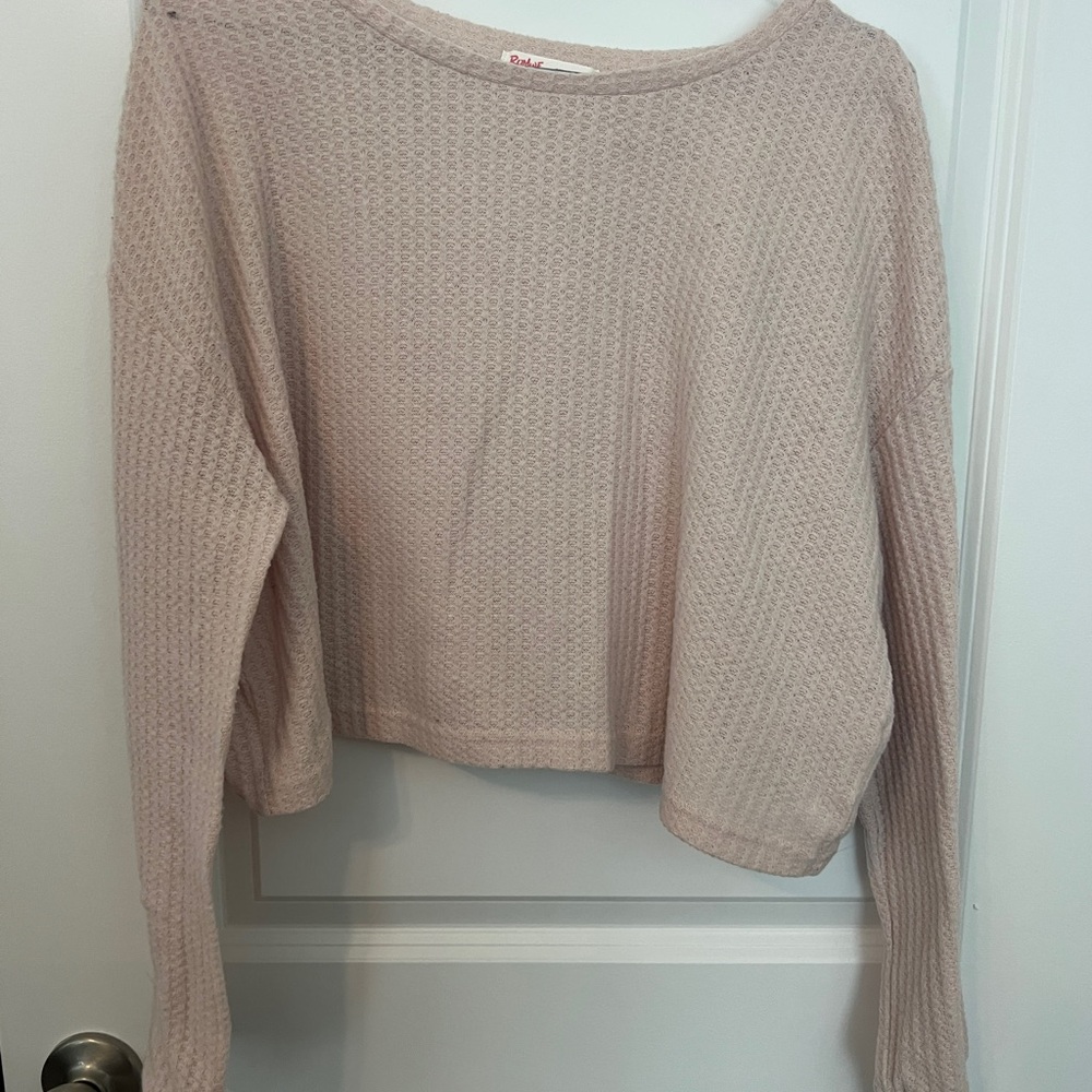 ROMWE Light Pink Textured Knit Top